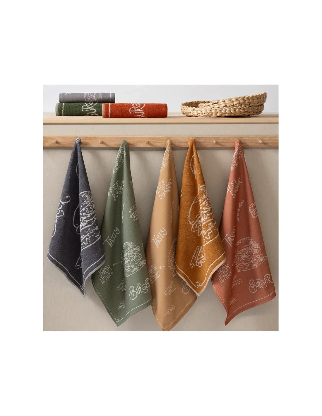 Portugal Natura 4 Panos de cozinha tela 70x50 cm - Panos cozinha 100% algodão 260 gr.- BURGER Lasa Home Discount