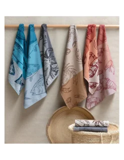 Portugal Natura 2 Panos de cozinha tela 70x50 cm - Panos cozinha 100% algodão 270 gr.- Atlantic Lasa Home Cinzento Outlet