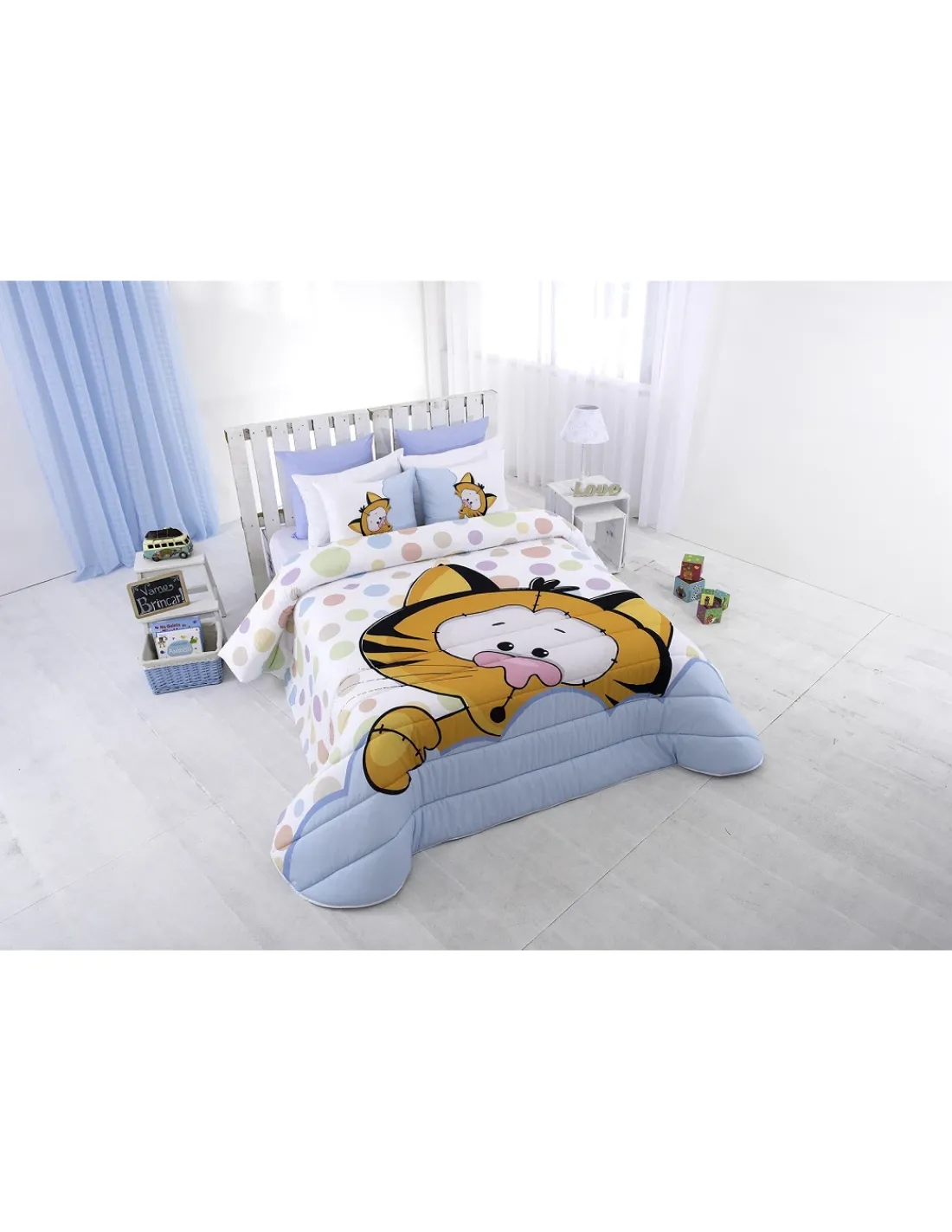 Portugal Natura Edredom infantil Fred - Edredom infantil azul com almofadas New