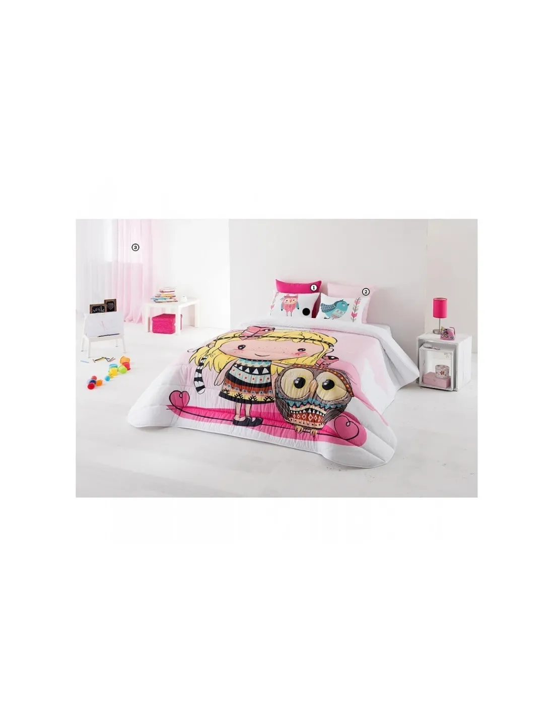 Portugal Natura Edredom infantil Naomi - Edredom infantil rosa com almofadas Outlet