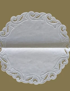 Portugal Natura Individuais de mesa redondo 100% linho bordado a mão - 45 cm de diâmetro Discount
