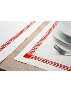 Portugal Natura Individual de mesa 100% linho + 1 guardanapo de linho natal - Bordados da Lixa