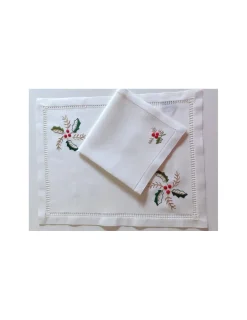 Portugal Natura Individual de mesa 100% linho + 1 guardanapo de linho natal - Bordados da Lixa Sale