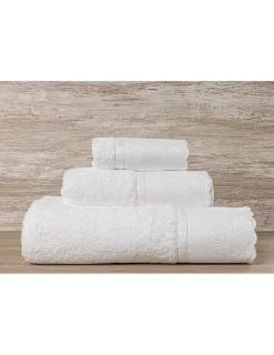 Portugal Natura Jogo de 3 toalhas 100% algodão  600 gr./m2  - C/ renda aplicada Luxor Branco / Branco Discount