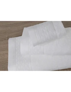 Portugal Natura Jogo de 3 toalhas 100% algodão  600 gr./m2  - C/ renda aplicada Branco / Branco Hot
