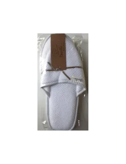 Portugal Natura L - Chinelos de banho jacquard veludo-  Chinelos 100% algodão Branco New