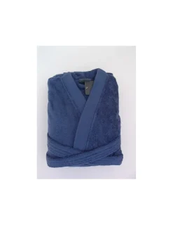 Portugal Natura Robe kimono de homem 100% algodão penteado em azul marinho
