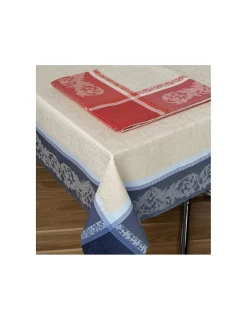 Portugal Natura Toalhas de mesa anti nódoas 100% algodão - Louvre Fateba Toalha de mesa cor vermelho com bege Sale