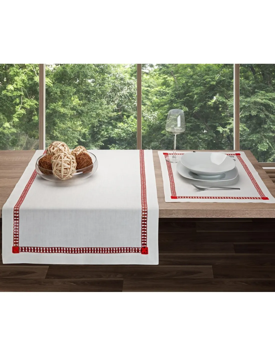 Portugal Natura 50x150 cm - Caminho de mesa 100% linho - Bordados da Lixa Best