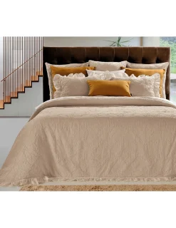 Portugal Natura 180x260 CM - COLCHA DE VERÃO COM FOLHOS - COLCHA NINHO DE ABELHA- COLCHA DE VERÃO COR TAUPE