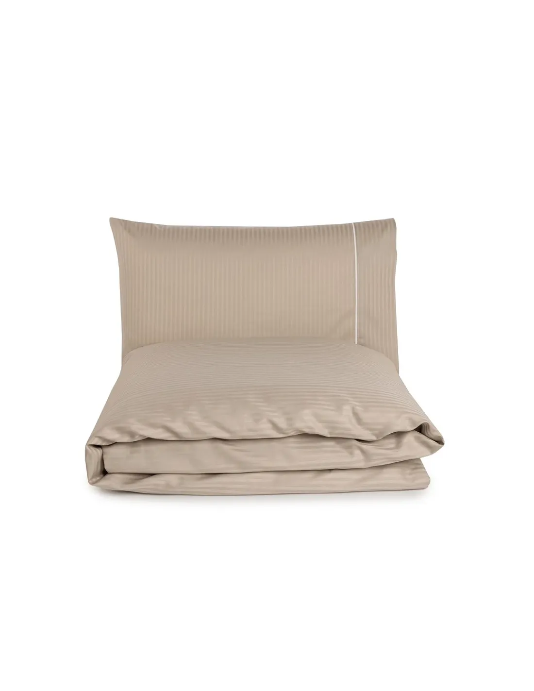 Portugal Natura 180x220 cm - Jogo saco de edredão cetim 300 fios taupe - Riscas Jacquard Online