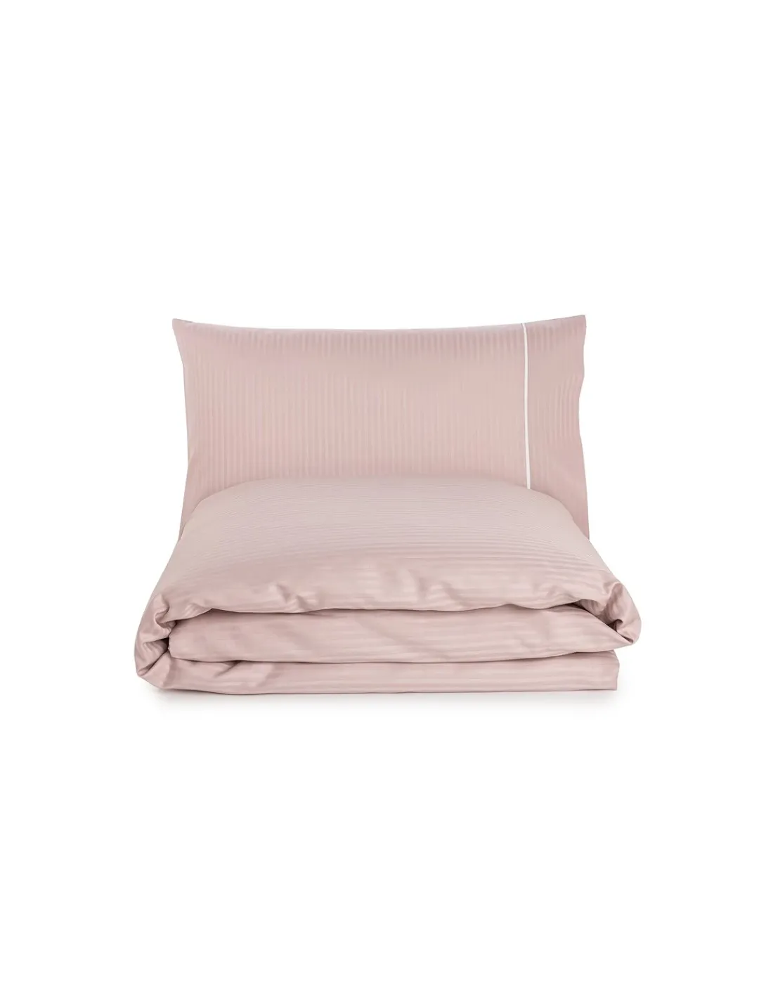 Portugal Natura 180x220 cm - Jogo saco de edredão cetim 300 fios rosa seco - Riscas Jacquard Outlet