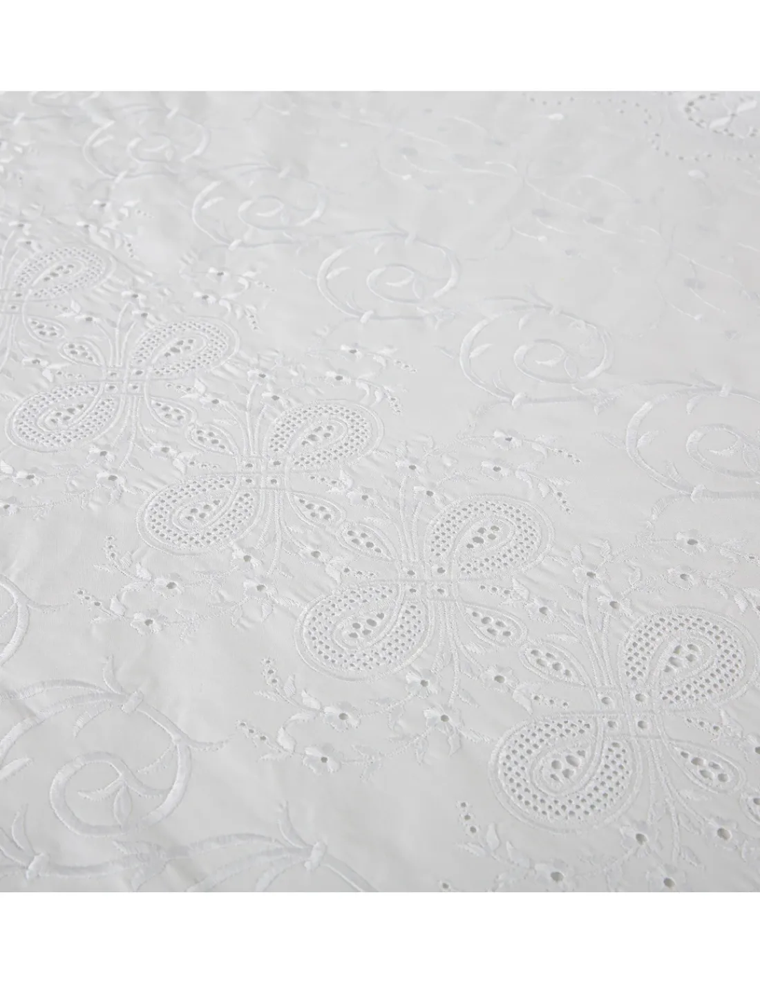 Portugal Natura 240x220 cm - L´artisan algodão percal 200 fios - Bordado Alower C/ ajour Branco