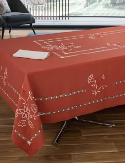 Portugal Natura 180x350 cm - Toalha de mesa 100% linho bordada a mão + 12 guardanapos 50x50 cm Discount