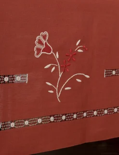 Portugal Natura 180x350 cm - Toalha de mesa 100% linho bordada a mão + 12 guardanapos 50x50 cm Discount