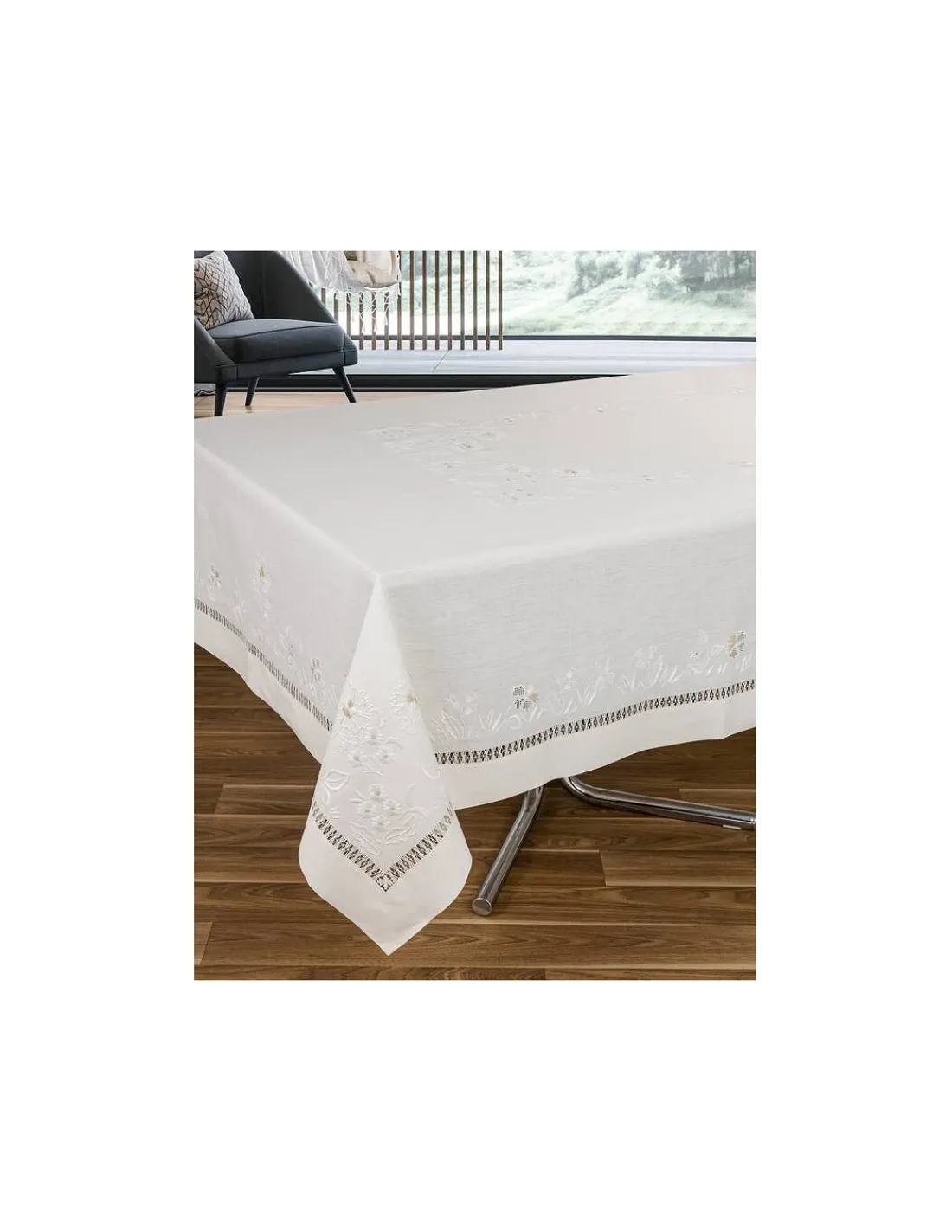 Portugal Natura 180x305 cm - Toalha de mesa 100% linho bordada a mão Online