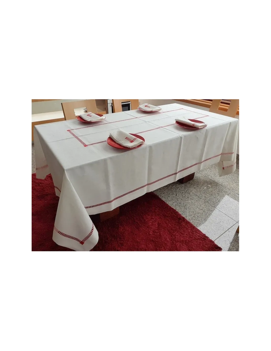 Portugal Natura 180x270 cm - Toalha de mesa de linho bordada a mão - Toalha de mesa de natal - Bordados da Lixa Outlet