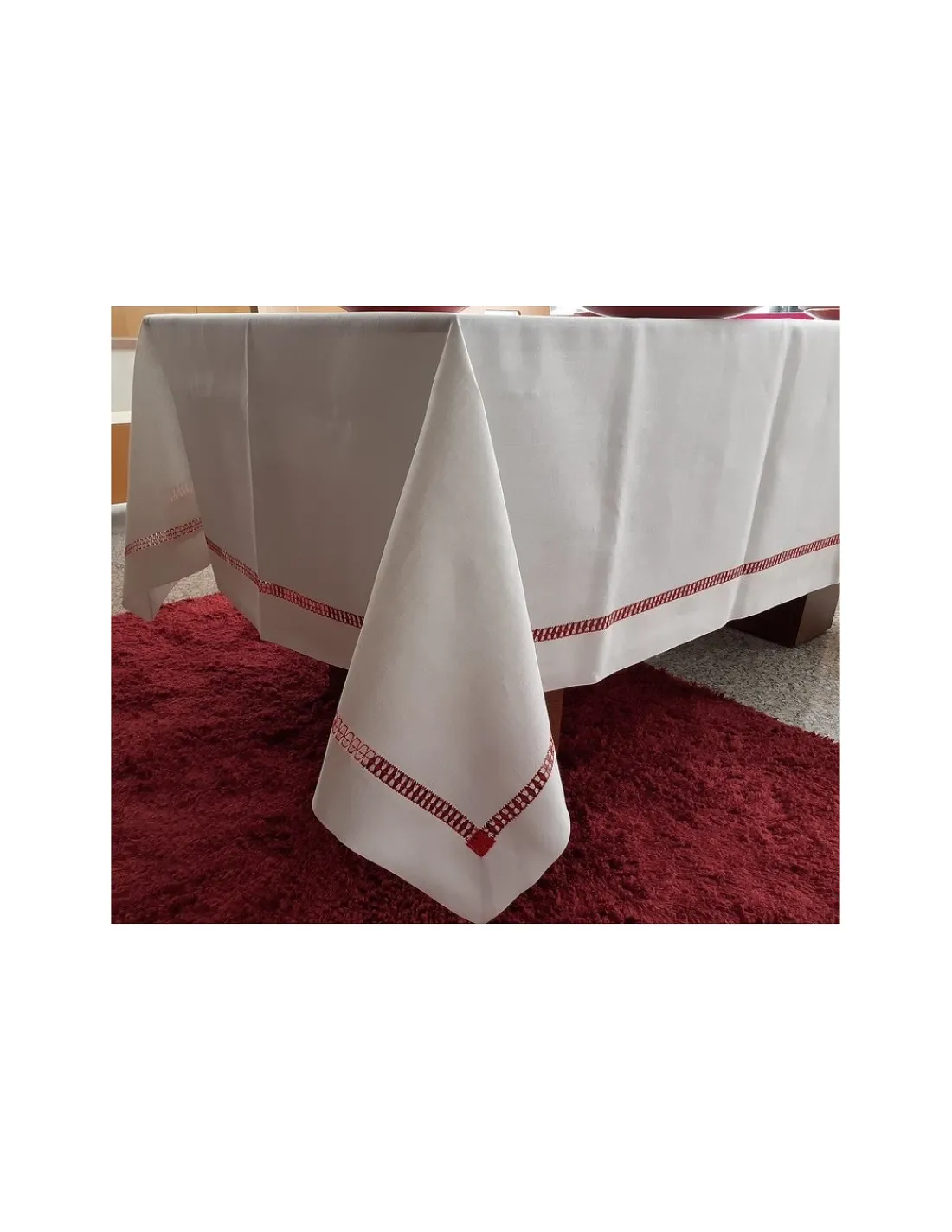 Portugal Natura 180x270 cm - Toalha de mesa de linho bordada a mão - Toalha de mesa de natal - Bordados da Lixa Outlet