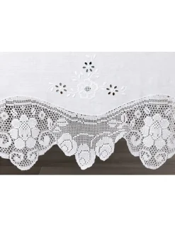 Portugal Natura 180x350 cm - Toalha de mesa de linho bordada C/ crochê a mão Hot