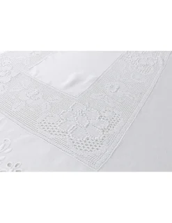 Portugal Natura 180x350 cm - Toalha de mesa de linho bordada C/ crochê a mão Hot