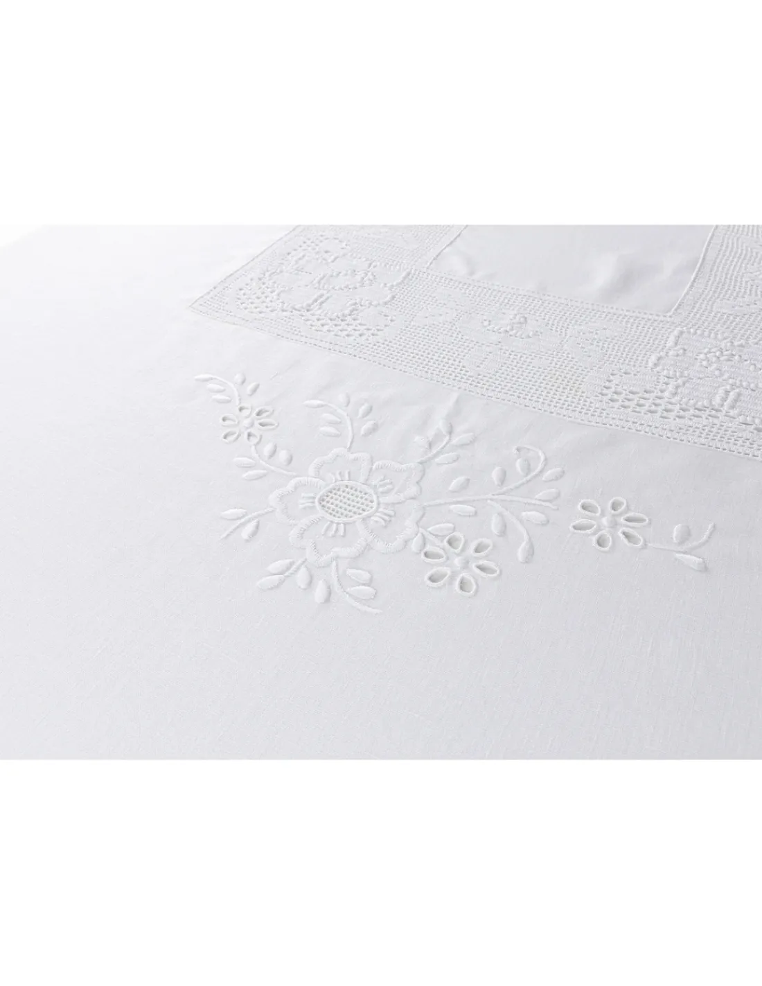 Portugal Natura 180x350 cm - Toalha de mesa de linho bordada C/ crochê a mão Hot