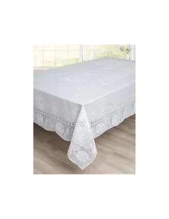 Portugal Natura 170x270 cm - Toalha de mesa de linho bordada C/ crochê a mão Best
