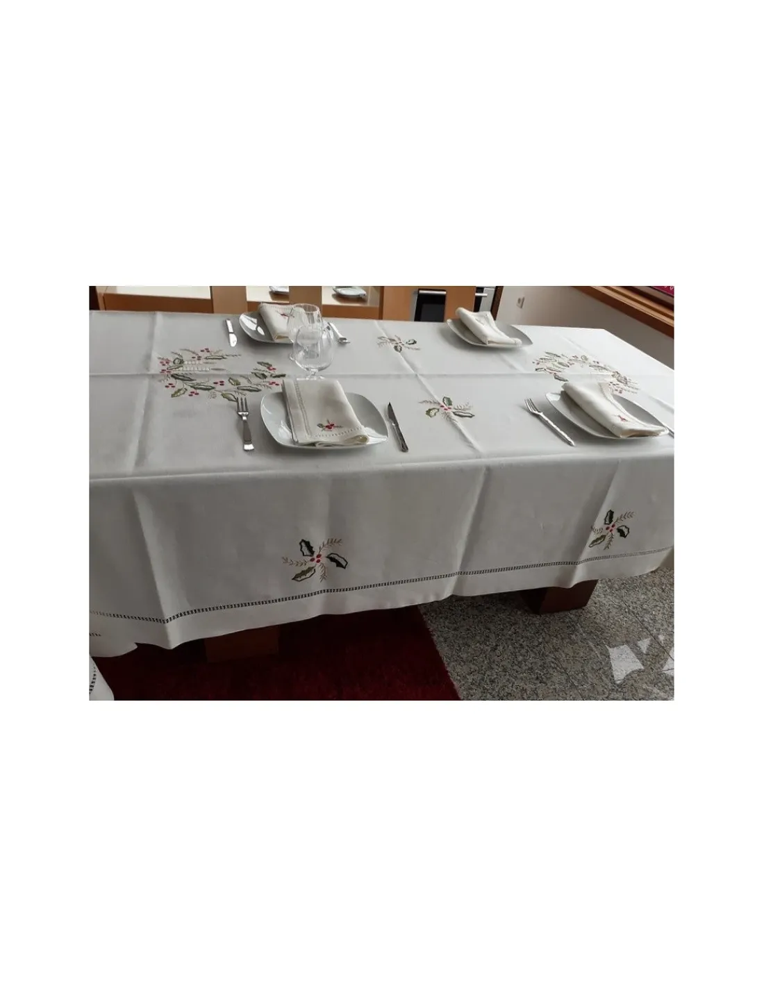Portugal Natura 180x350 cm - Toalha de mesa de linho bordada a mão - Toalha de mesa de natal - Bordados da Lixa Sale