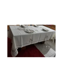 Portugal Natura 180x350 cm - Toalha de mesa de linho bordada a mão - Toalha de mesa de natal - Bordados da Lixa Sale