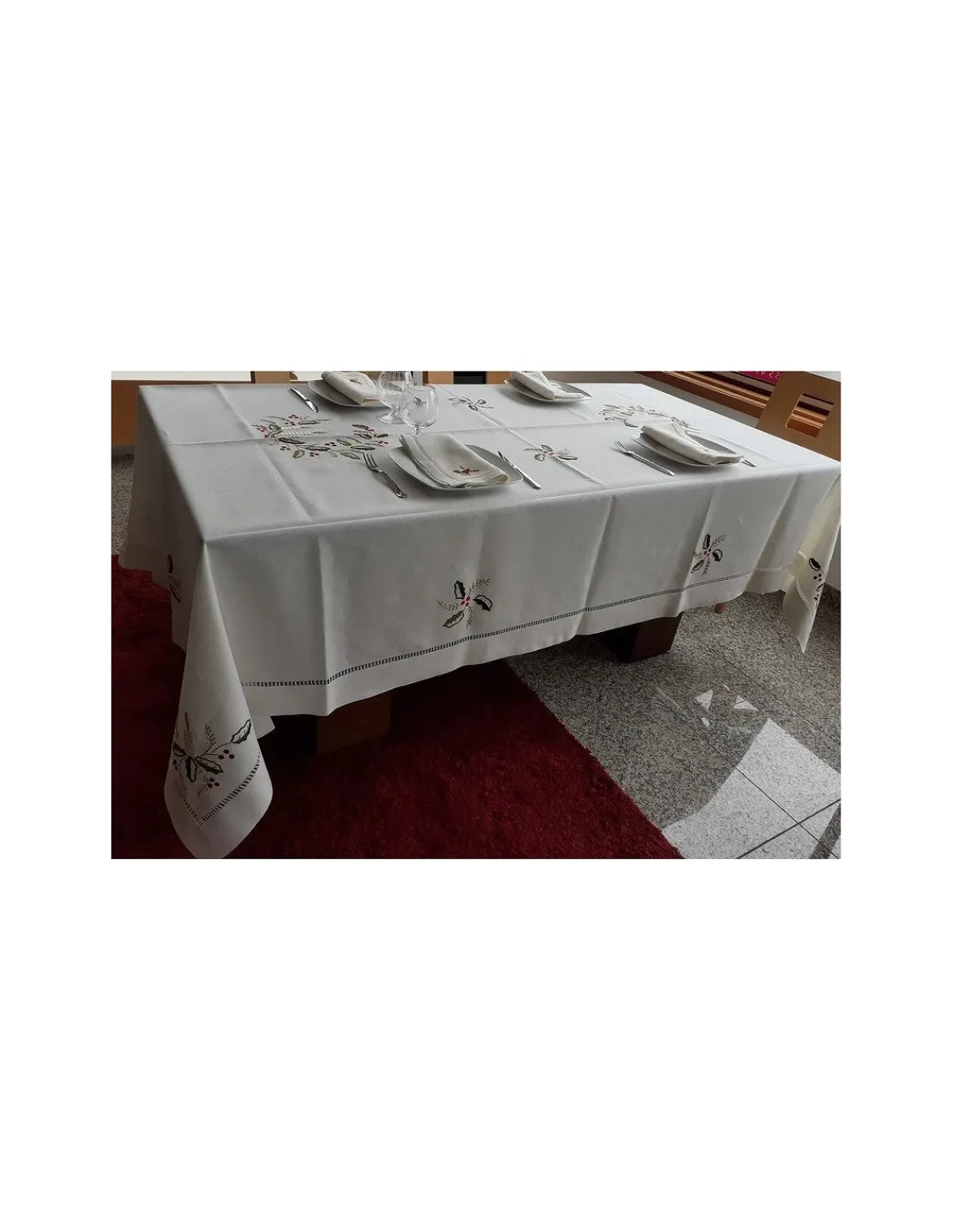Portugal Natura 180x350 cm - Toalha de mesa de linho bordada a mão - Toalha de mesa de natal - Bordados da Lixa Sale