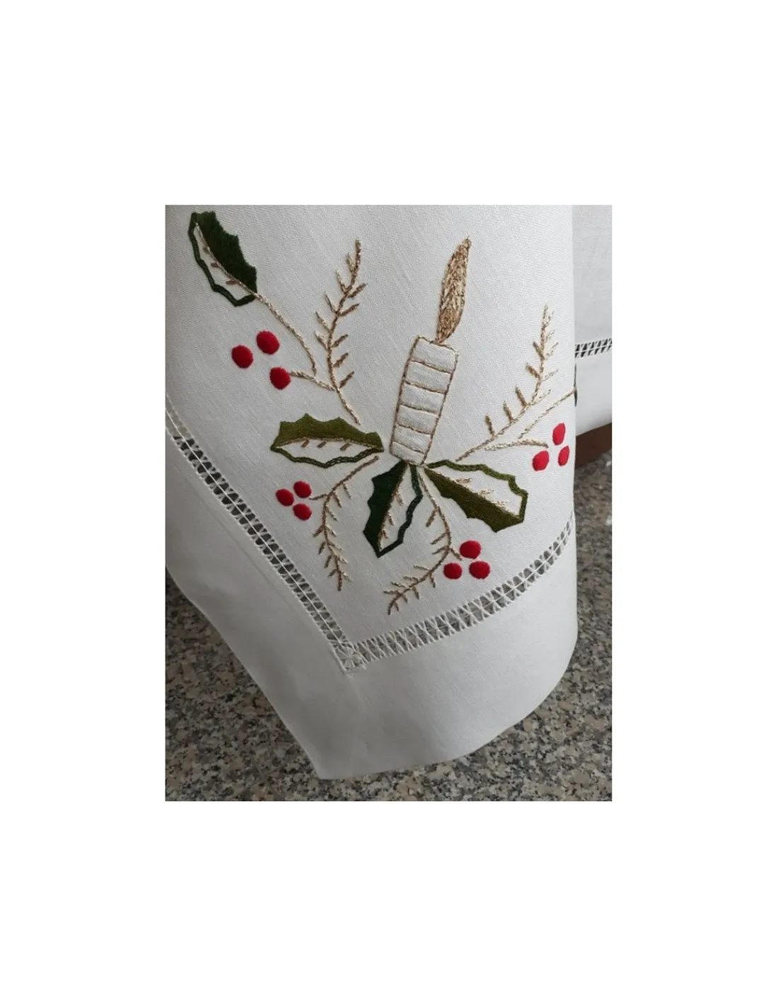 Portugal Natura 180x350 cm - Toalha de mesa de linho bordada a mão - Toalha de mesa de natal - Bordados da Lixa Sale