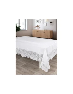 Portugal Natura 170x270 cm - Toalha de mesa de linho bordada C/ crochê a mão Sale
