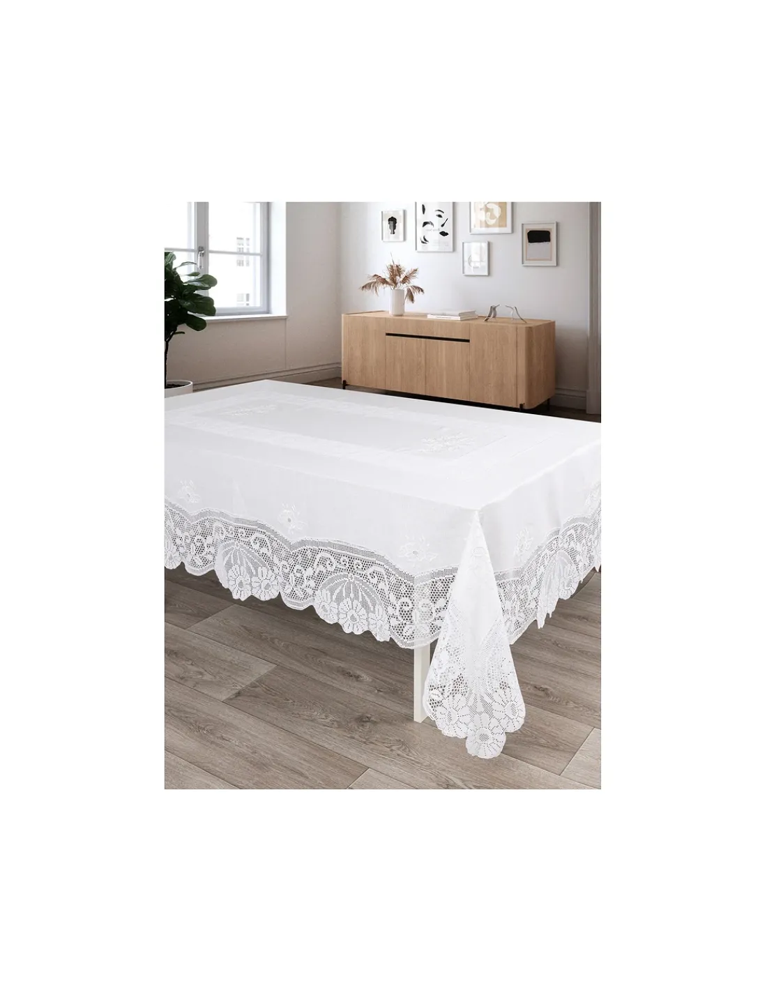 Portugal Natura 170x270 cm - Toalha de mesa de linho bordada C/ crochê a mão Sale