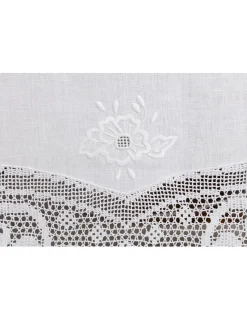 Portugal Natura 170x270 cm - Toalha de mesa de linho bordada C/ crochê a mão Sale