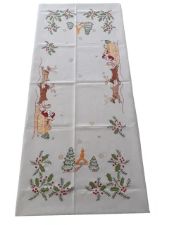 Portugal Natura 175x275 cm Toalha de mesa de linho bordada a mão - bordados da lixa - Creative Navidad / Natal Outlet