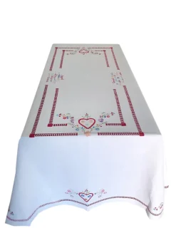 Portugal Natura 170x270 Toalha de mesa de linho bordada a mão - Namorados