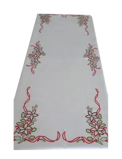 Portugal Natura 190x350 Toalha de mesa de linho bordada a mão -  bordados da lixa - Creative Azevinho / Acebo Clearance