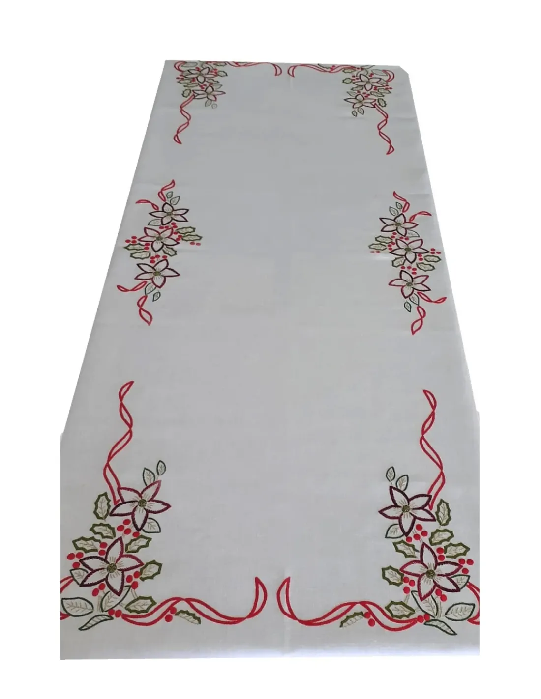 Portugal Natura 190x350 Toalha de mesa de linho bordada a mão - bordados da lixa - Creative Azevinho / Acebo Clearance
