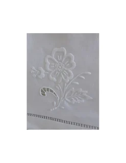 Portugal Natura 170x350 Toalha de mesa de linho bordada a mão - Bordados richelieu C/ Flor Branco Best