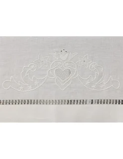 Portugal Natura 180x350 Toalha de mesa de linho bordada a mão + 12 guardanapos Discount