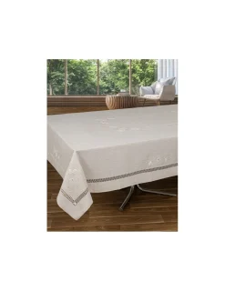 Portugal Natura 180x350 Toalha de mesa de linho bordada a mão - Bainha da Gracinha New