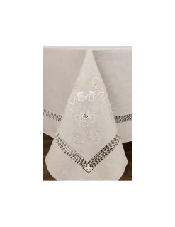 Portugal Natura 180x350 Toalha de mesa de linho bordada a mão - Bainha da Gracinha New