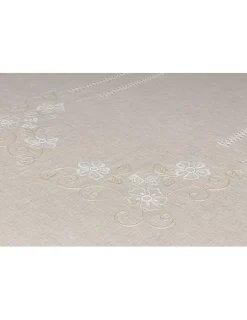 Portugal Natura 180x350 Toalha de mesa de linho bordada a mão - Bainha da Gracinha New